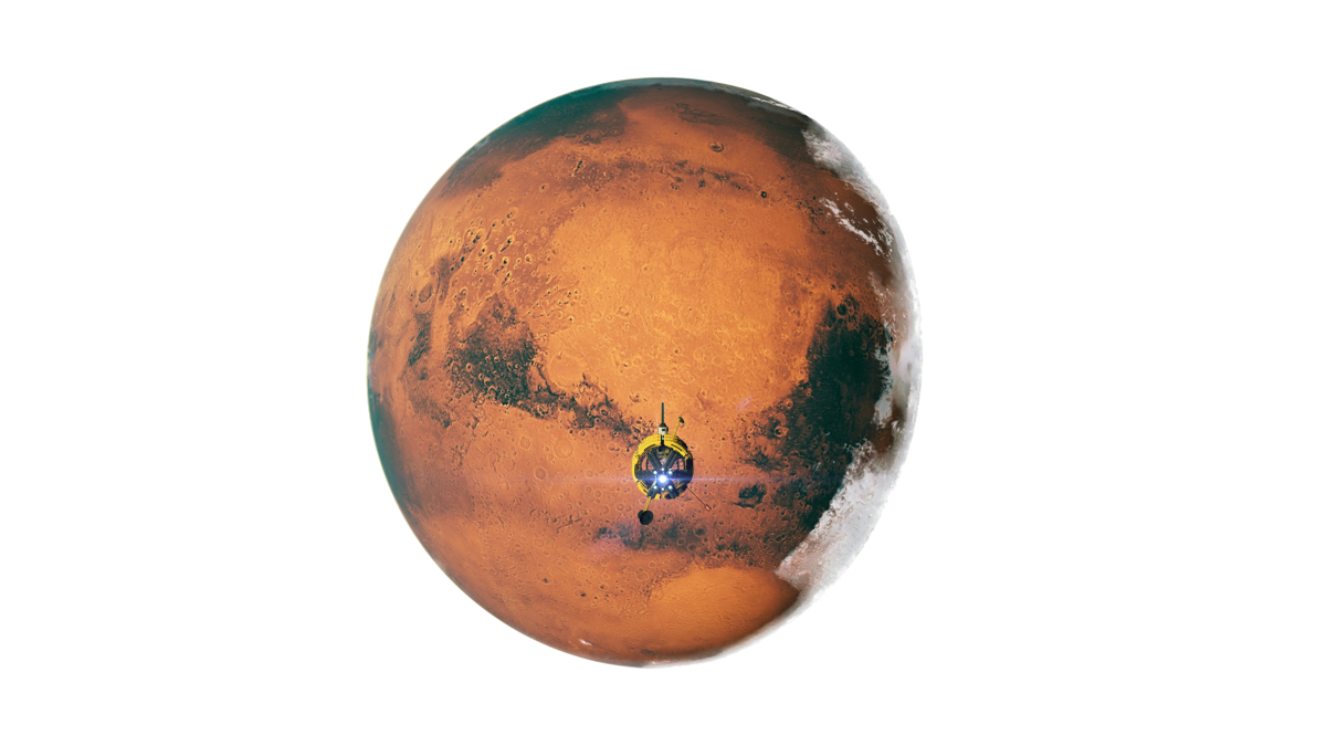 Spacecraft approaching Mars